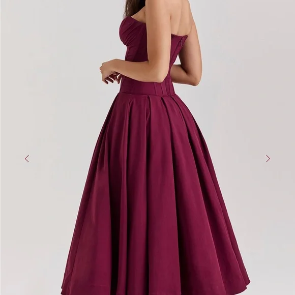 House of CB LADY Wine Strapless Midi Dress - Picture 2 of 4